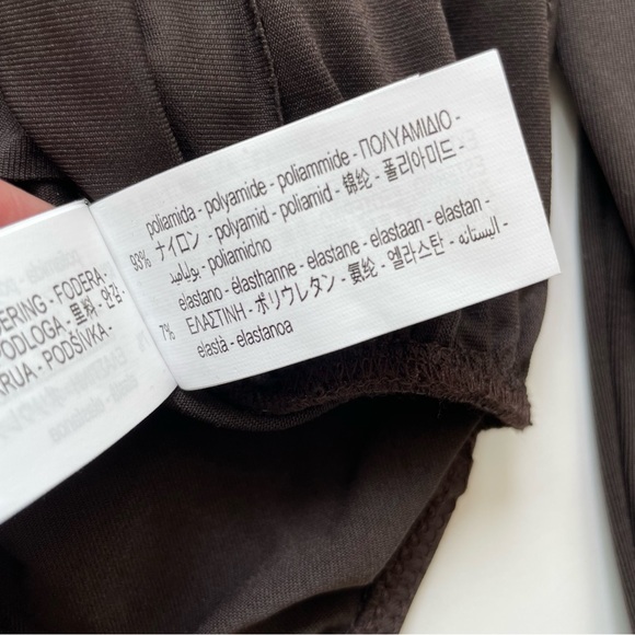 New Zara Ruched Polymide Bodysuit Brown Balletcore Sexy Layer Small Basics Top - Picture 11 of 13